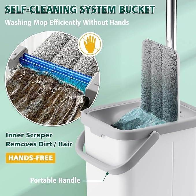 Magic Mop | Hands Free Flat Mop and Bucket with Wringer Set - yagastore