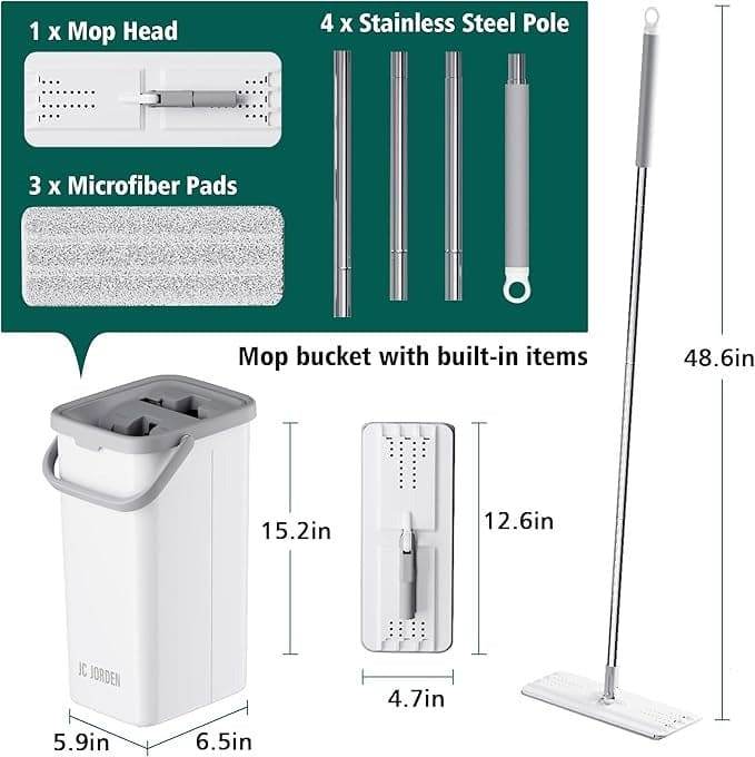 Magic Mop | Hands Free Flat Mop and Bucket with Wringer Set - yagastore