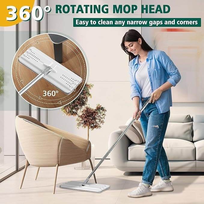 Magic Mop | Hands Free Flat Mop and Bucket with Wringer Set - yagastore